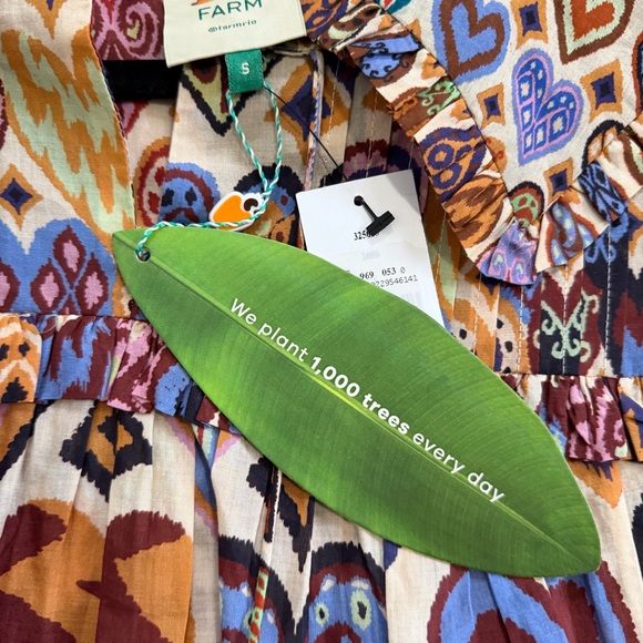 FARM Rio Heart Design Long Sleeve Blouse Peter Pan Collar Size Small, NWT - Picture 11 of 11